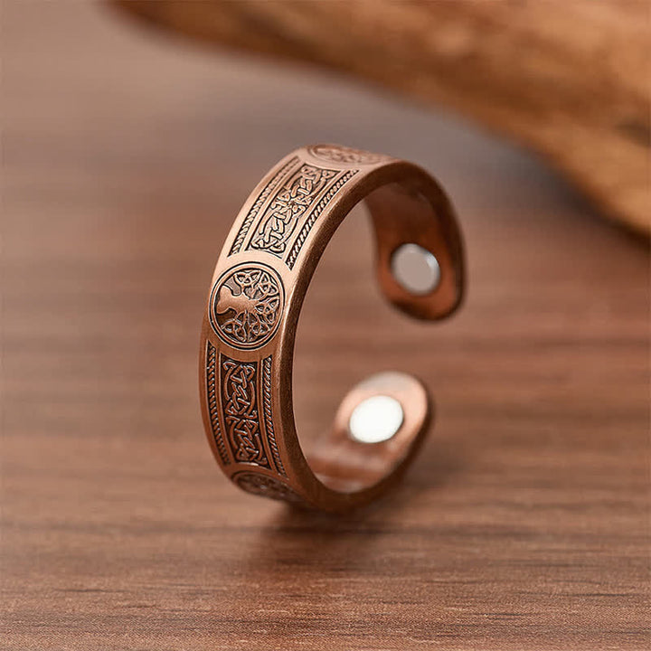 Western Tree of Life Carving Magnetic Bracelet And Ring Set - Ring - image 4
