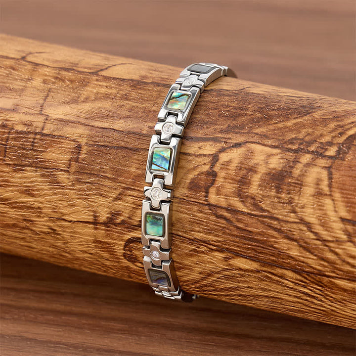 Silver Abalone Shell Magnetic Chain Bracelet With Link Removal Tool - image 2