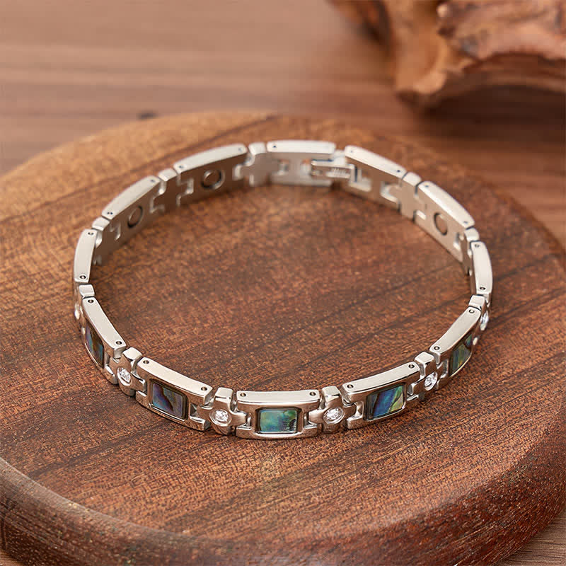 Silver Abalone Shell Magnetic Chain Bracelet With Link Removal Tool - image 3