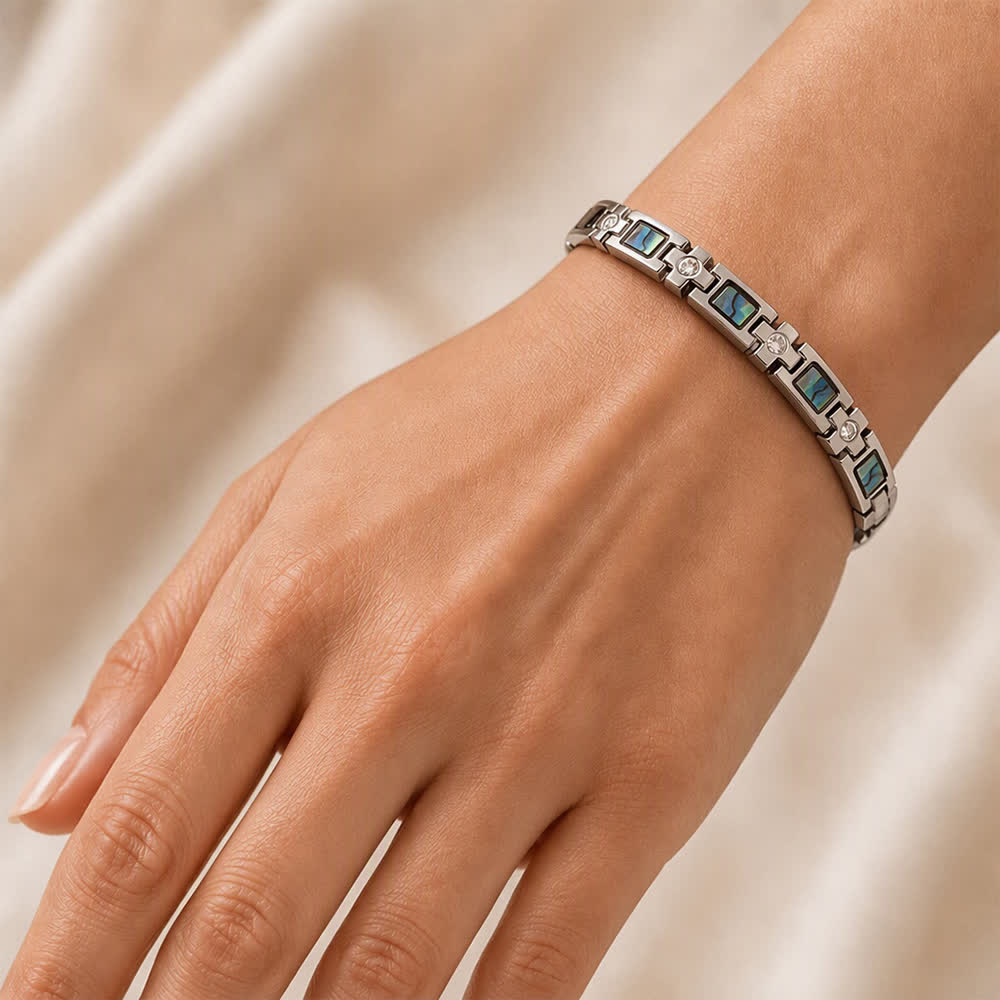 Silver Abalone Shell Magnetic Chain Bracelet With Link Removal Tool - image 1