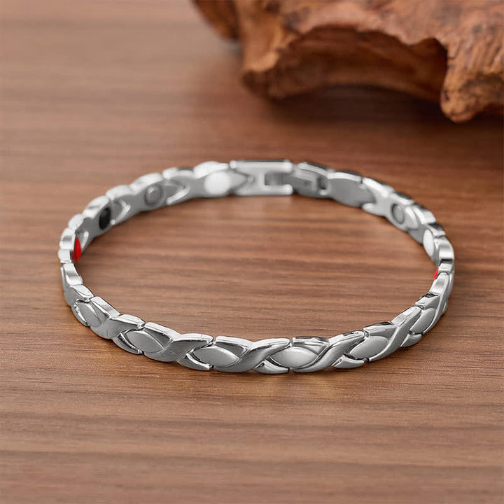 Modern Puzzle Design Magnetic Chain Bracelet With Link Removal Tool - Silver - image 6
