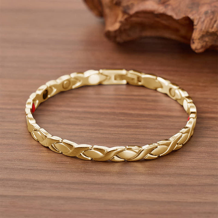 Modern Puzzle Design Magnetic Chain Bracelet With Link Removal Tool - Gold - image 7