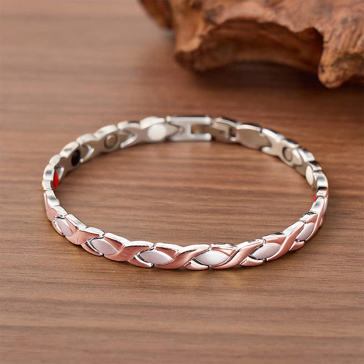 Modern Puzzle Design Magnetic Chain Bracelet With Link Removal Tool - Rose Gold & Silver - image 5