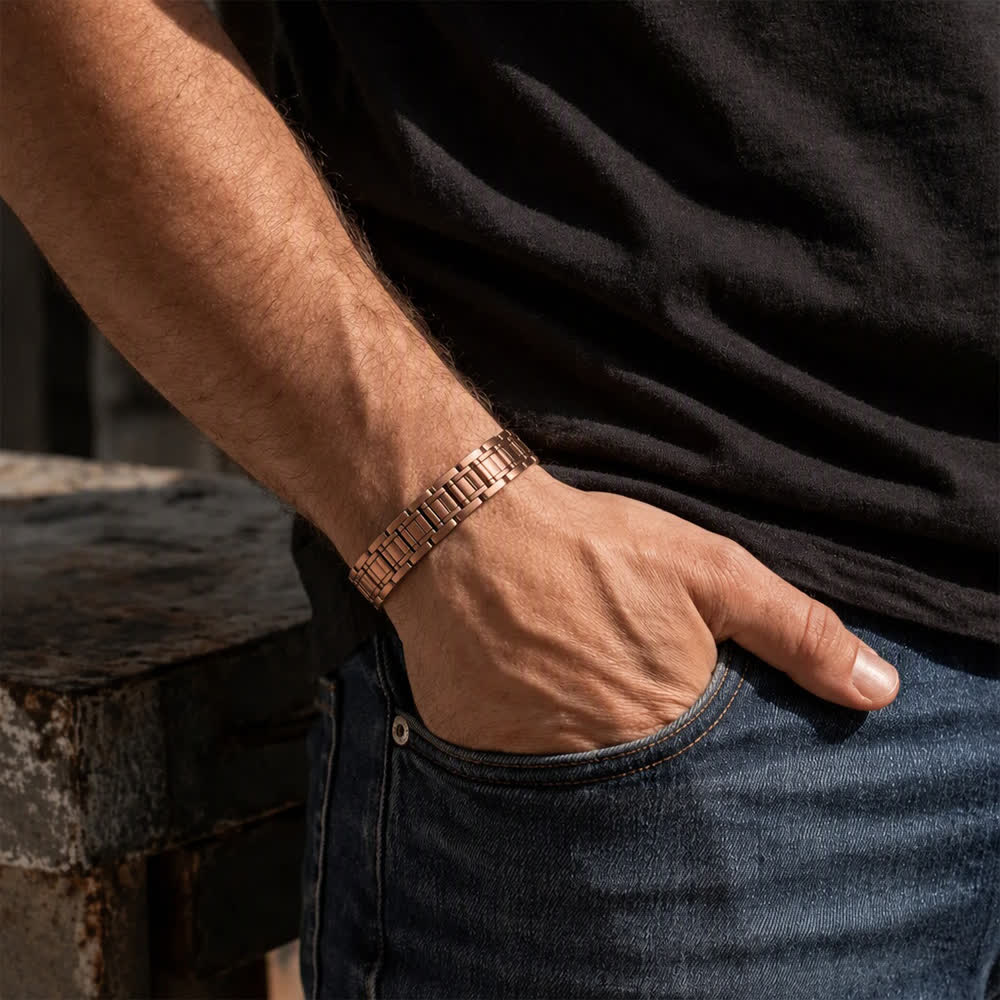 Vintage Business Wide Magnetic Chain Bracelet With Link Removal Tool - image 1