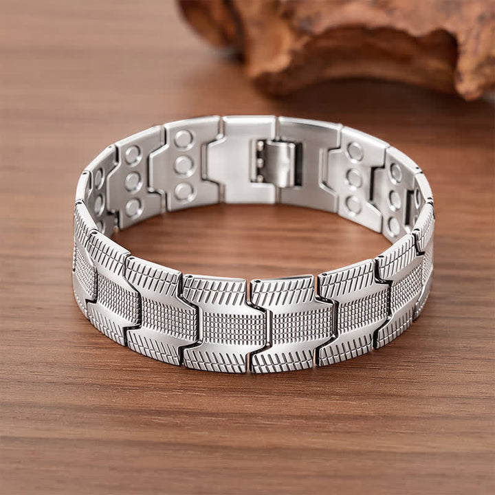 Vintage Arrow Pattern Link Magnetic Chain Bracelet With Link Removal Tool - Silver - image 5