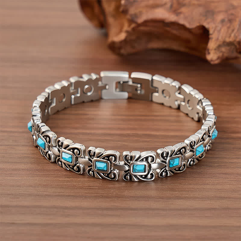 Turquoise Butterfly Magnetic Chain Bracelet With Link Removal Tool - Silver - image 0