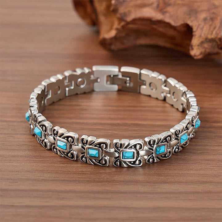 Turquoise Butterfly Magnetic Chain Bracelet With Link Removal Tool - Silver - image 0