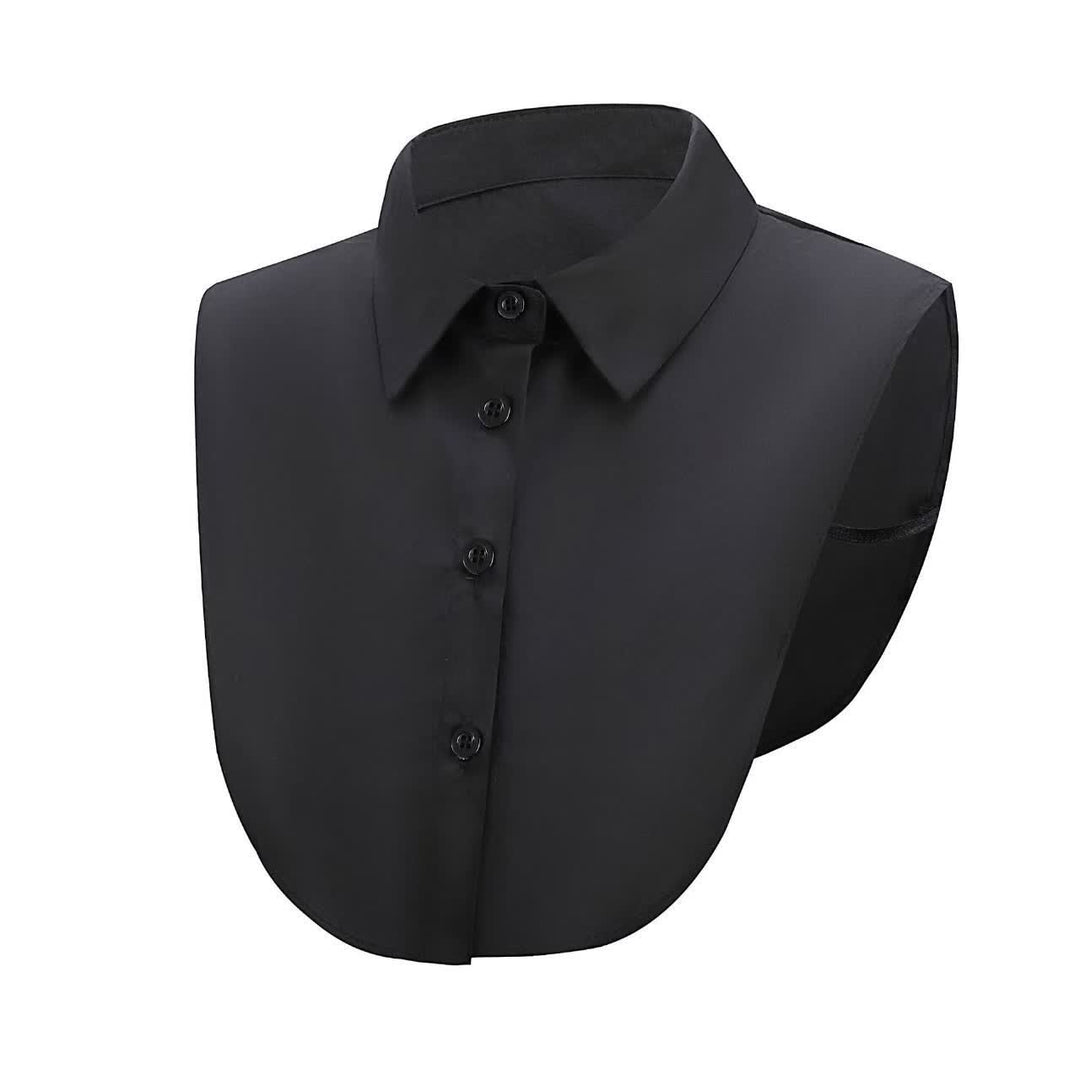Wash Denim Detachable Layering Half Shirt Fake Collar - Black - One Size - image 4