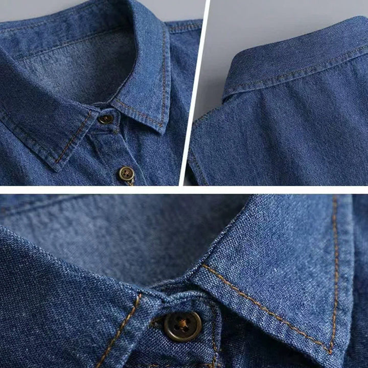 Wash Denim Detachable Layering Half Shirt Fake Collar - image 1