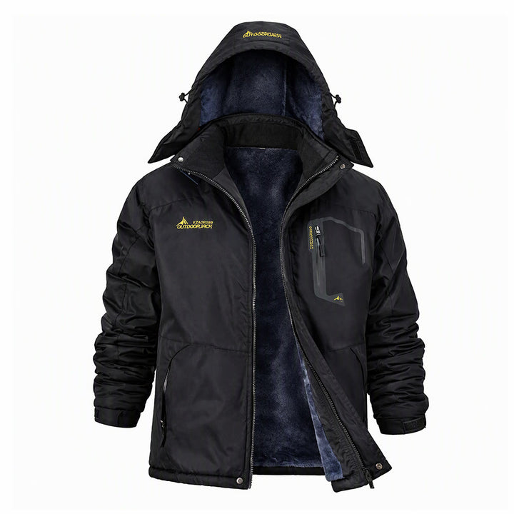 Men's Outdoor Fleece-Lined Winter Jacket - Black - 6XL - image 2