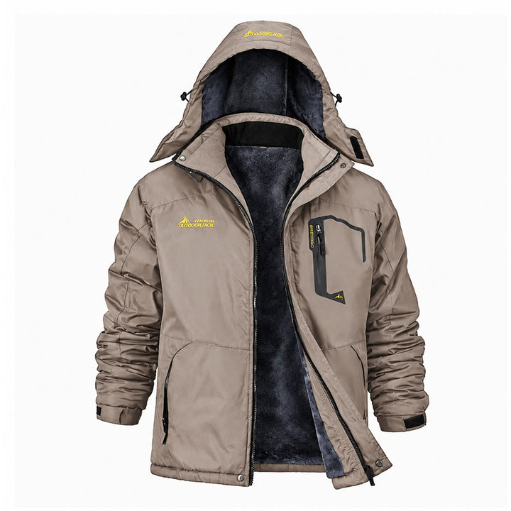 Men's Outdoor Fleece-Lined Winter Jacket - Khaki - 6XL - Male - image 5