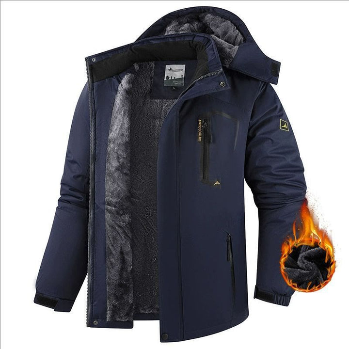 Men's Outdoor Fleece-Lined Winter Jacket - Dark Blue - 6XL - image 8