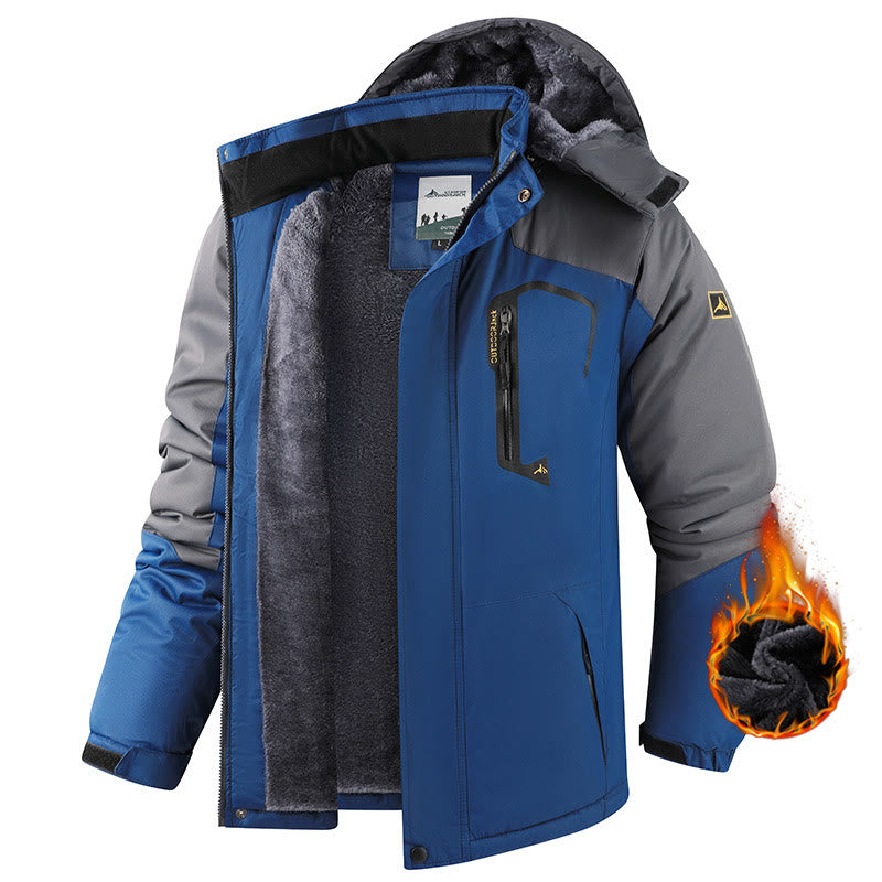 Men's Outdoor Fleece-Lined Winter Jacket - Blue - 6XL - Male - image 11