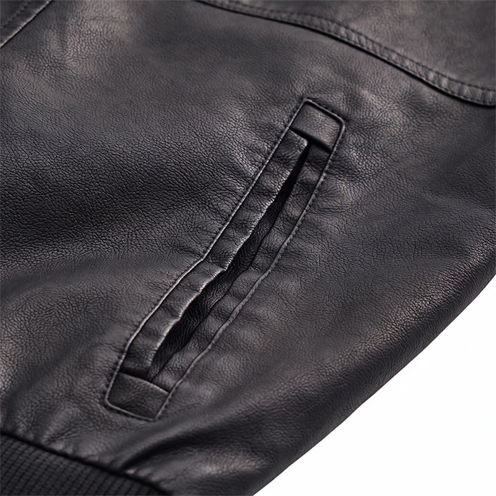 Rugged Hooded Pu Leather Biker Coat For Men - image 7