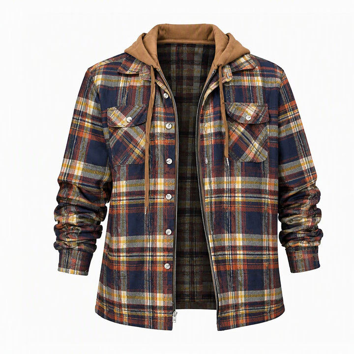 Men's Hooded Plaid Quilted Shirt Jacket - Style#10 - 4XL - image 10