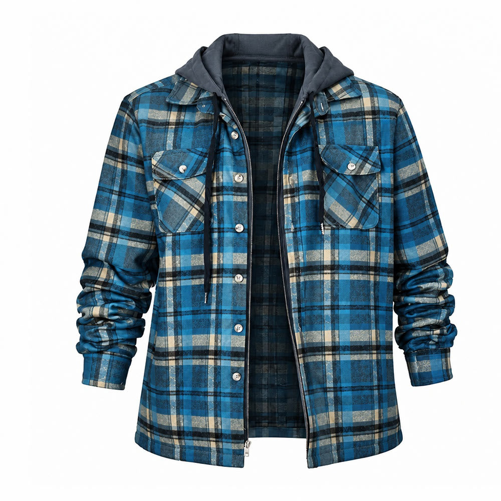 Men's Hooded Plaid Quilted Shirt Jacket - image 14