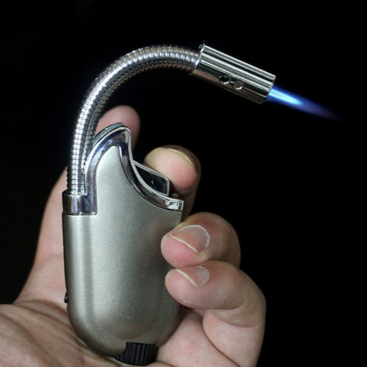 360° Flexible Gooseneck Refillable Butane Lighter With Flashlight - Gray - image 0