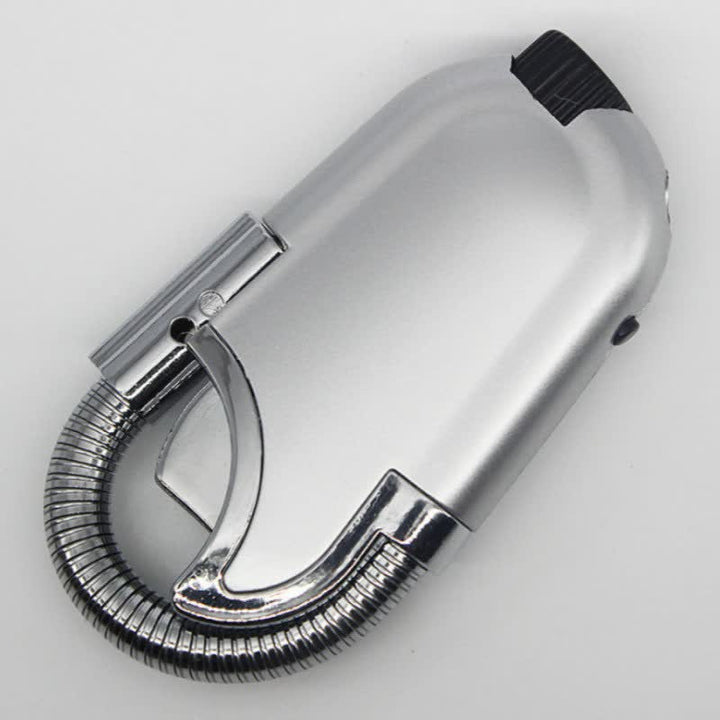 360° Flexible Gooseneck Refillable Butane Lighter With Flashlight - Silver - image 3