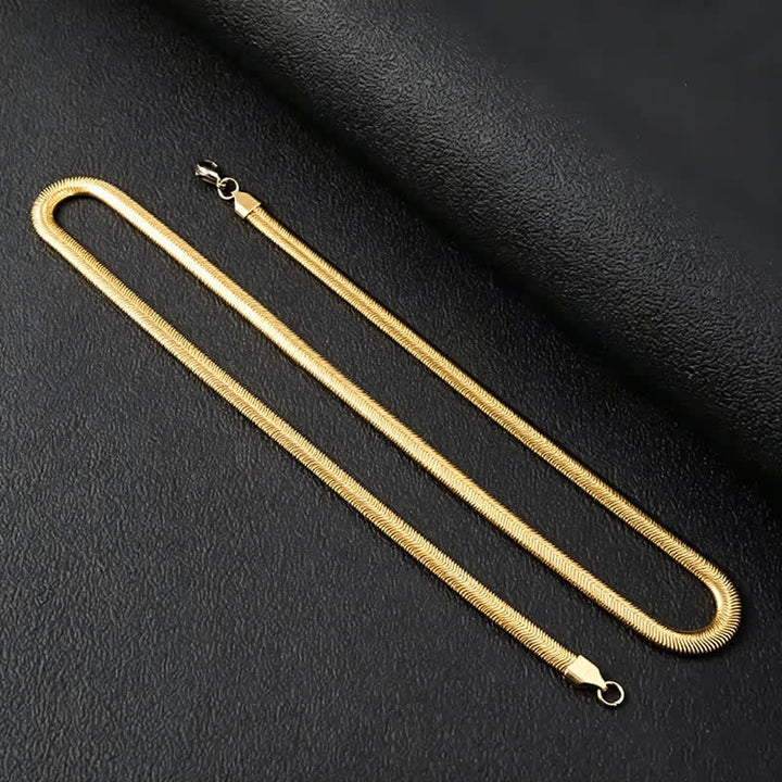Flat Herringbone Snake Chain Bracelet Necklace - Gold - Necklace - image 6