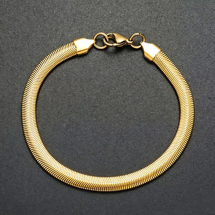 Flat Herringbone Snake Chain Bracelet Necklace - Gold - Bracelet - image 7