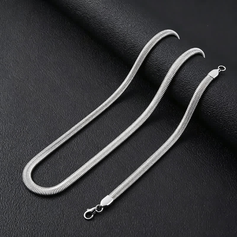 Flat Herringbone Snake Chain Bracelet Necklace - image 3