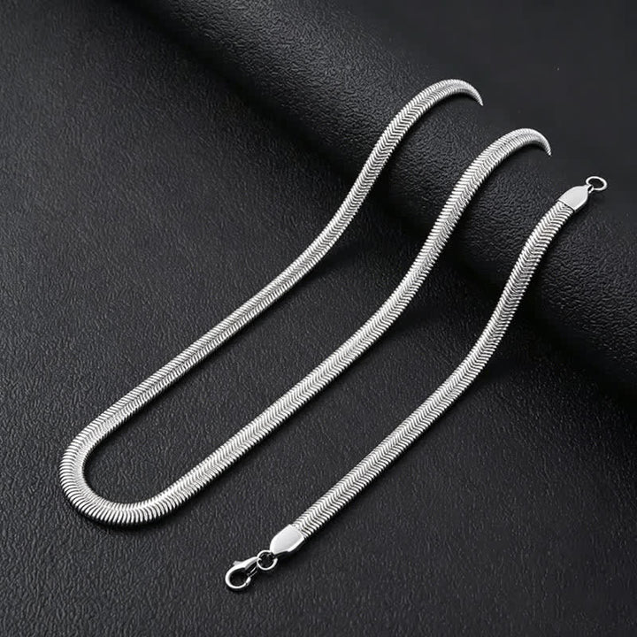 Flat Herringbone Snake Chain Bracelet Necklace - image 3