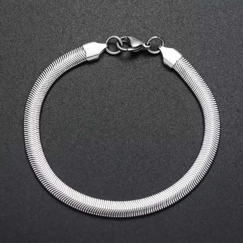 Flat Herringbone Snake Chain Bracelet Necklace - Silver - Bracelet - image 4