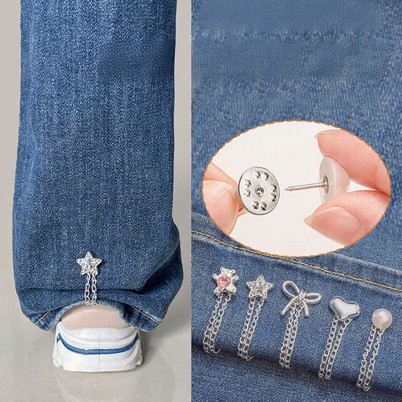 1 Pairs Adjustable Jean Hem Chain Buckle Pins Pant Cuff Clips - image 1