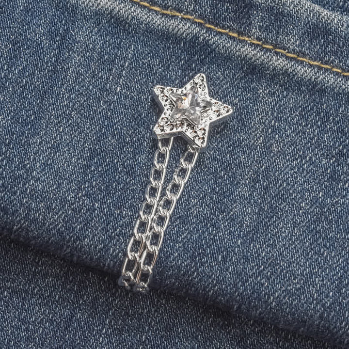 1 Pairs Adjustable Jean Hem Chain Buckle Pins Pant Cuff Clips - Star - image 0