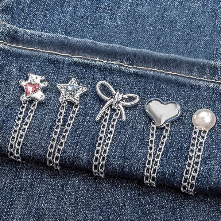 1 Pairs Adjustable Jean Hem Chain Buckle Pins Pant Cuff Clips - image 2