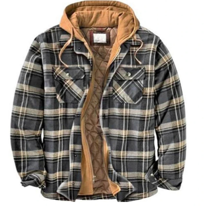 Men's Hooded Plaid Quilted Shirt Jacket - Style#2 - 4XL - image 18