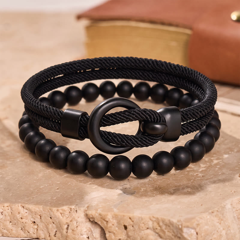 Men's Minimalist Two-Piece Beaded & Cord Bracelet Set - image 21