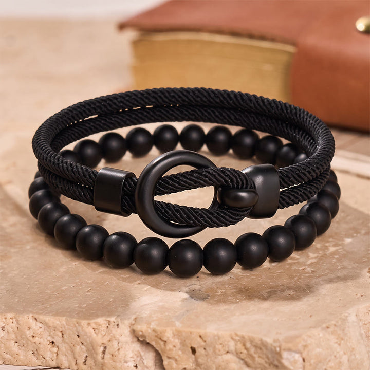 Men's Minimalist Two-Piece Beaded & Cord Bracelet Set - image 21
