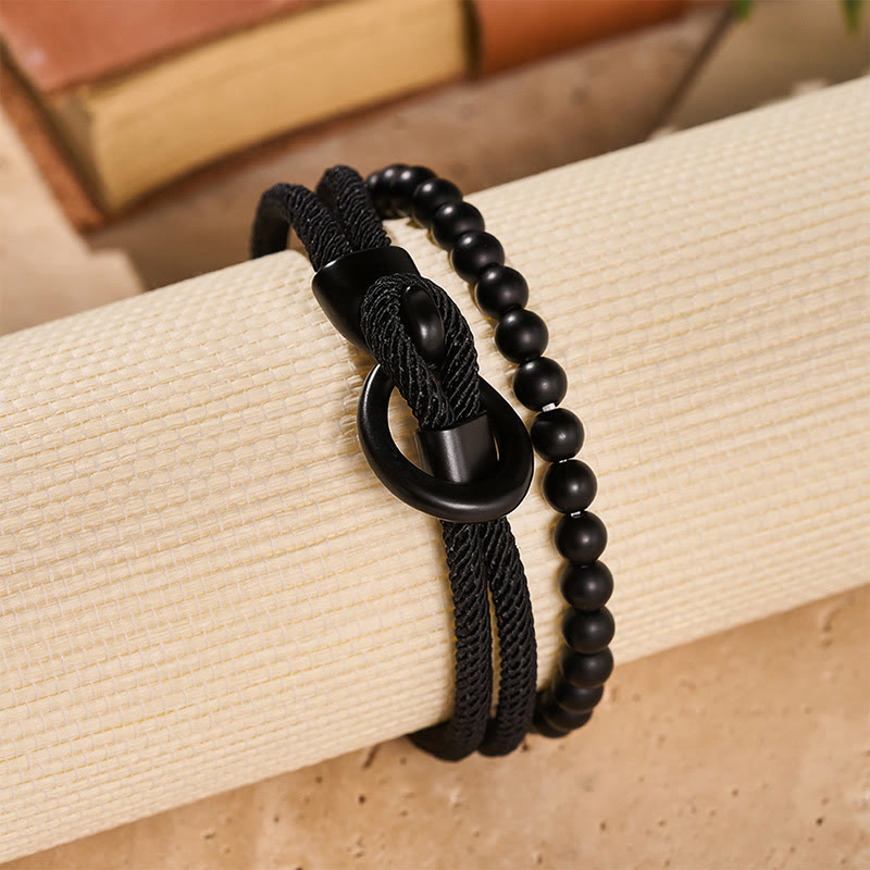 Men's Minimalist Two-Piece Beaded & Cord Bracelet Set - image 24