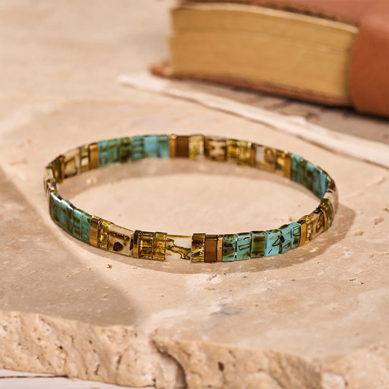 Vintage Coastal Tila Bead Bracelet - Multicolor - image 3