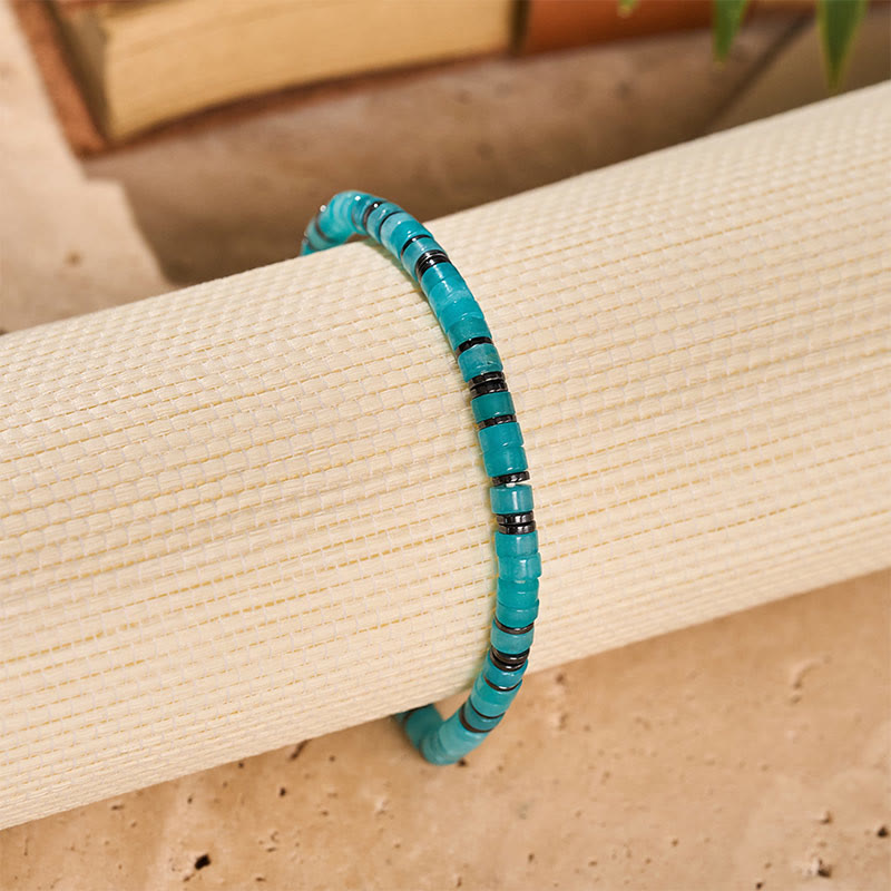 Minimalist Aqua Square Bead Calming Bracelet - image 6