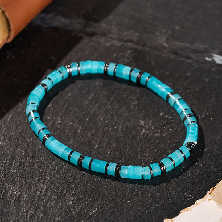 Minimalist Aqua Square Bead Calming Bracelet - image 0