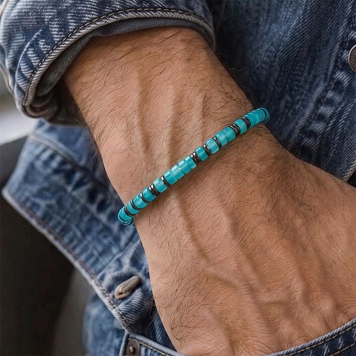 Minimalist Aqua Square Bead Calming Bracelet - image 1