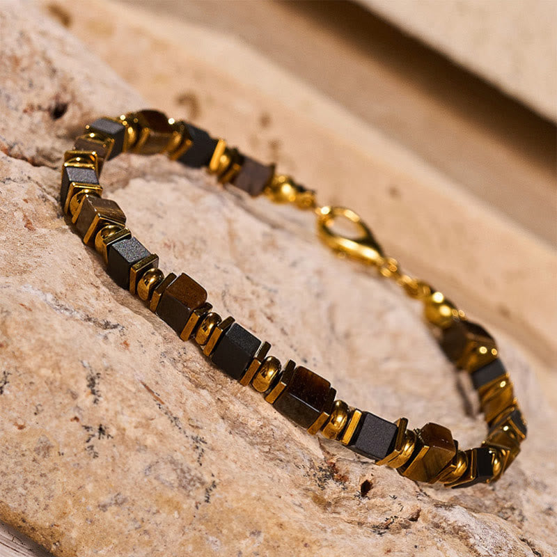 Fortune Natural Gemstone Square Bead Wealth Bracelet - image 11
