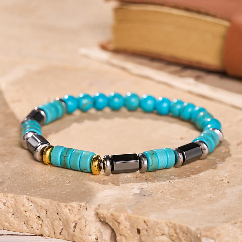 Men's Vintage Turquoise Beaded Handmade Bracelet - Blue - image 2
