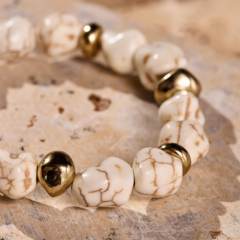 Boho Vintage Turquoise Nugget Gold Bead Bracelet - image 9