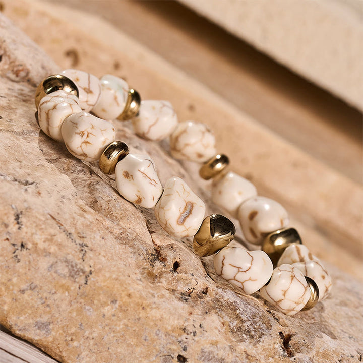 Boho Vintage Turquoise Nugget Gold Bead Bracelet - image 10