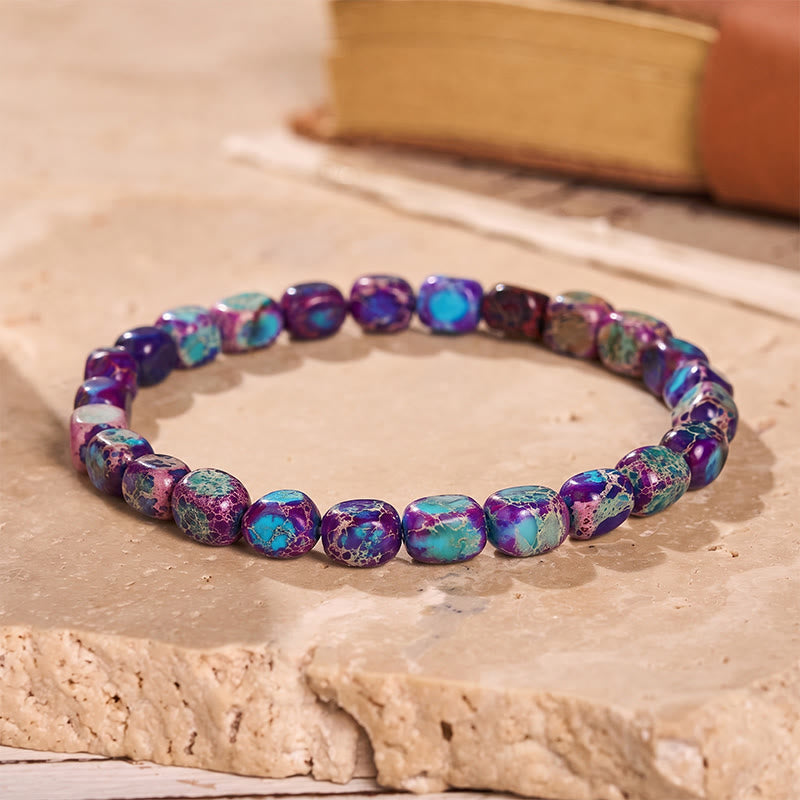 Artisan Imperial Jasper Nugget Bead Bracelet - Purple - image 5