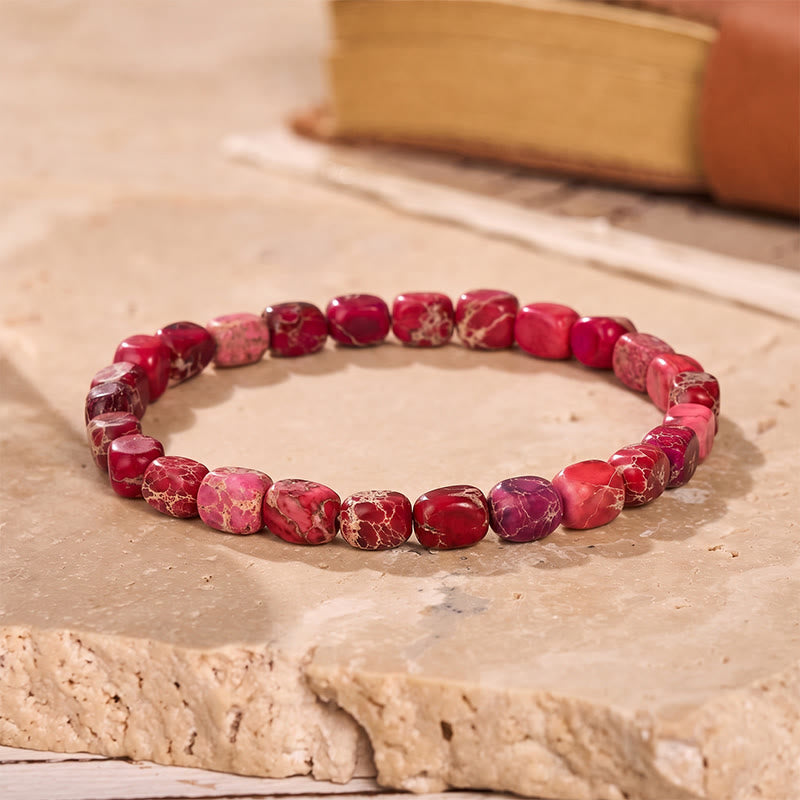 Artisan Imperial Jasper Nugget Bead Bracelet - Rose - image 4