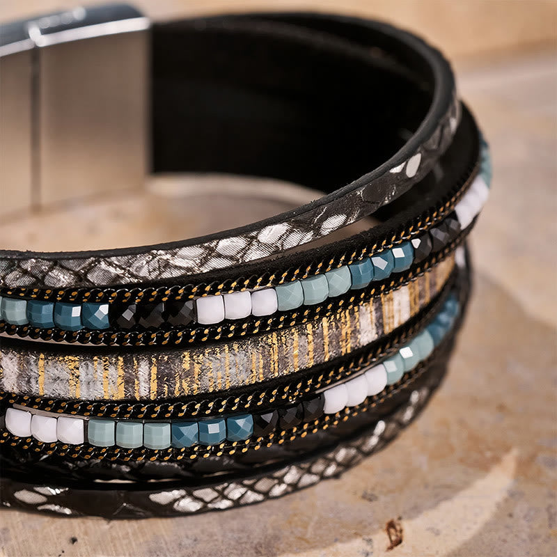Boho Vintage Multi-Layer Leather Beaded Bracelet - image 15