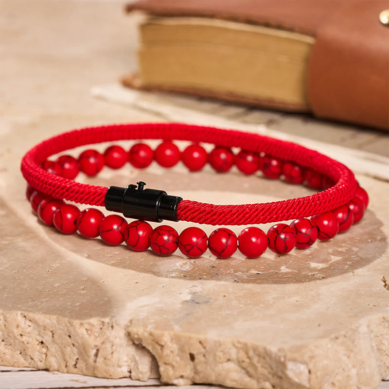 Men's Vintage Two-Piece Leather & Natural Stone Bracelet Set - image 11