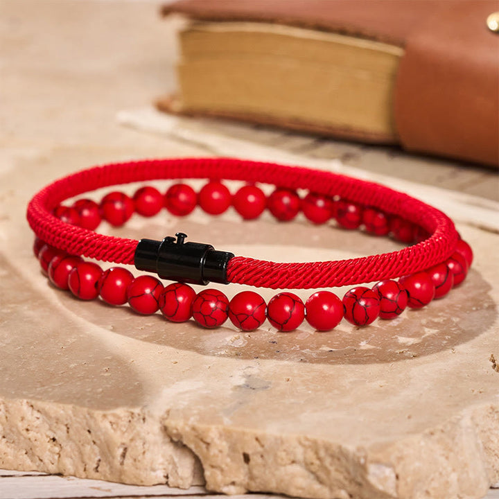 Men's Vintage Two-Piece Leather & Natural Stone Bracelet Set - image 11