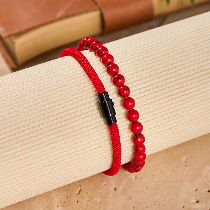 Men's Vintage Two-Piece Leather & Natural Stone Bracelet Set - image 14