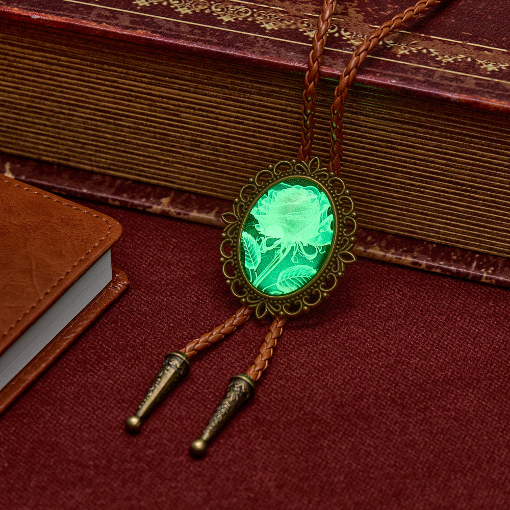 Vintage Pink Ethereal Rose Western Luminous Bolo Tie - image 1