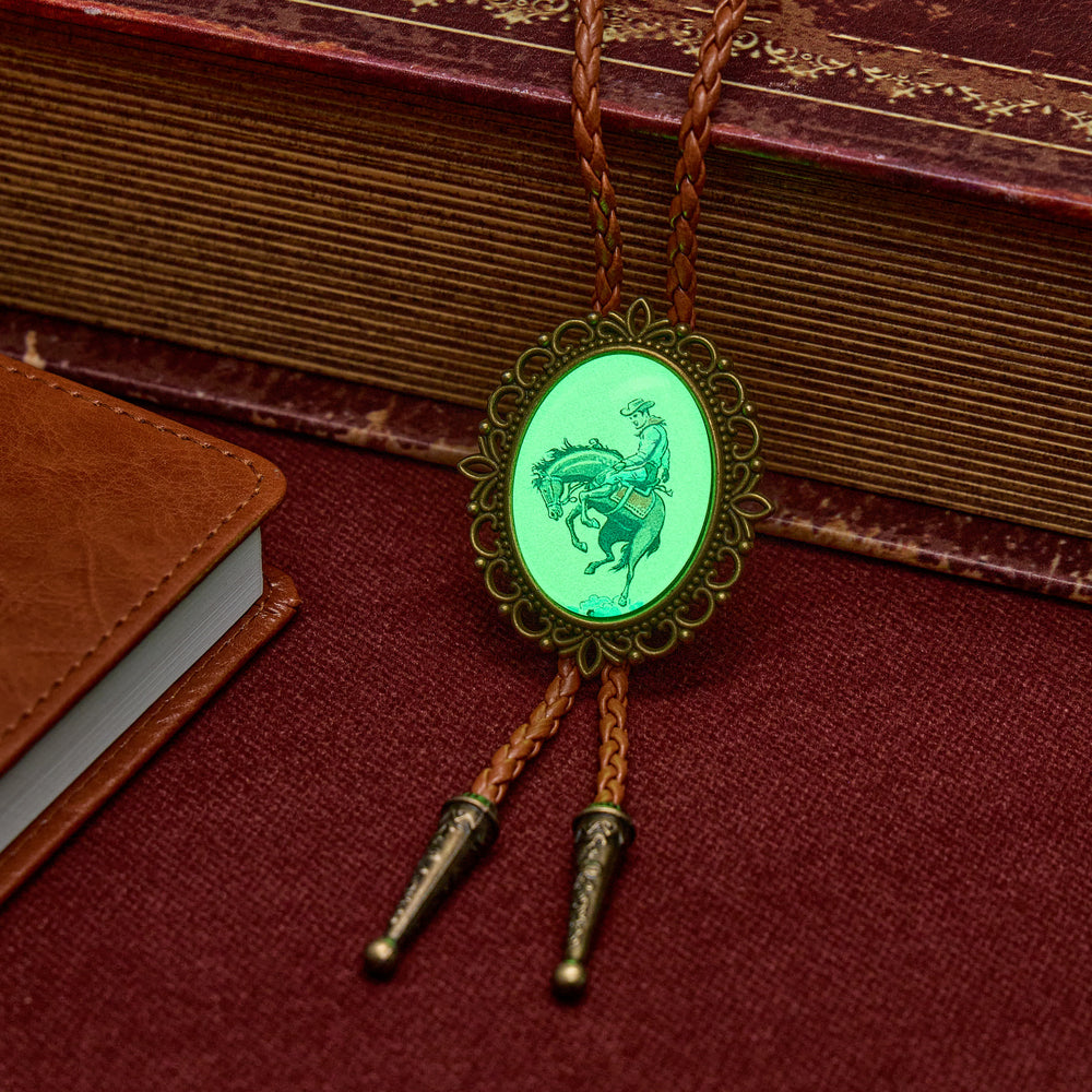 The Midnight Rider Rodeo Cowboy Luminous Bolo Tie - image 1
